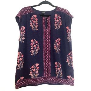 Lucky brand SZ LG blue pink floral shirt